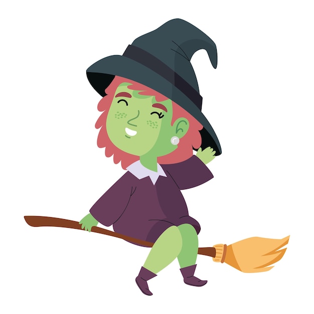 Free vector halloween witch flying