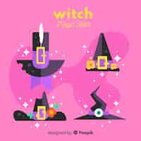 Free vector halloween witch hat collection