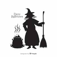 Free vector halloween witch silhuette