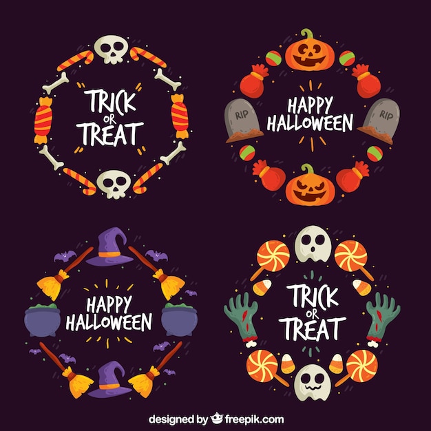 Free vector halloween wreath collection