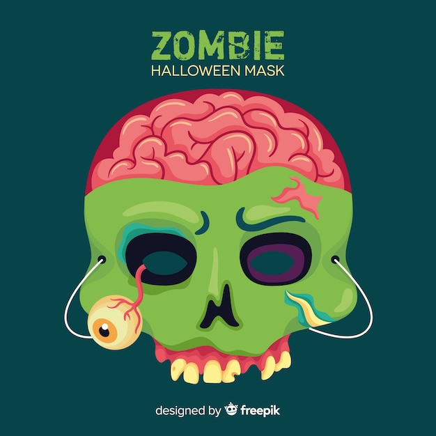 Free vector halloween zombie mask in flat design