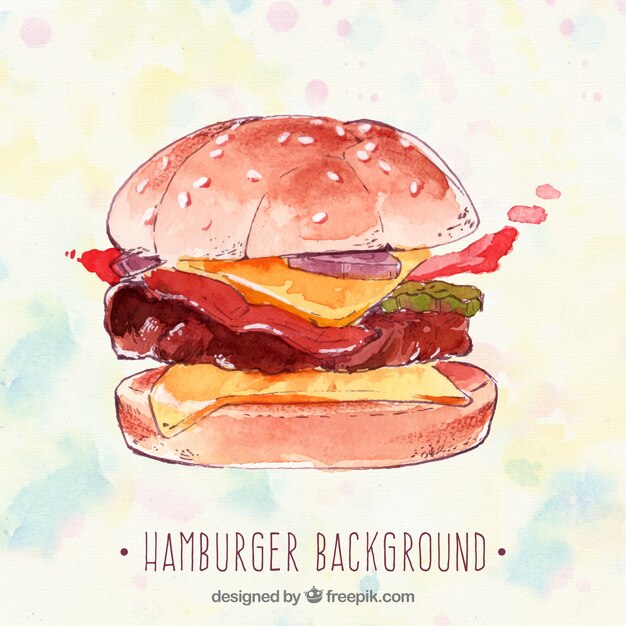Hamburger background in watercolor style