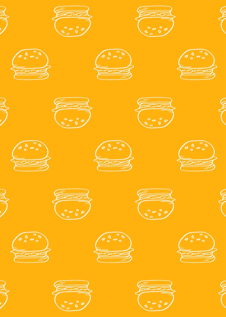 Free Vector hamburger doodle seamless patterned yellow background vector