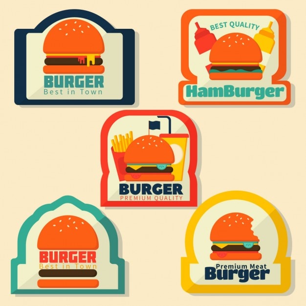 Free vector hamburger flat logos