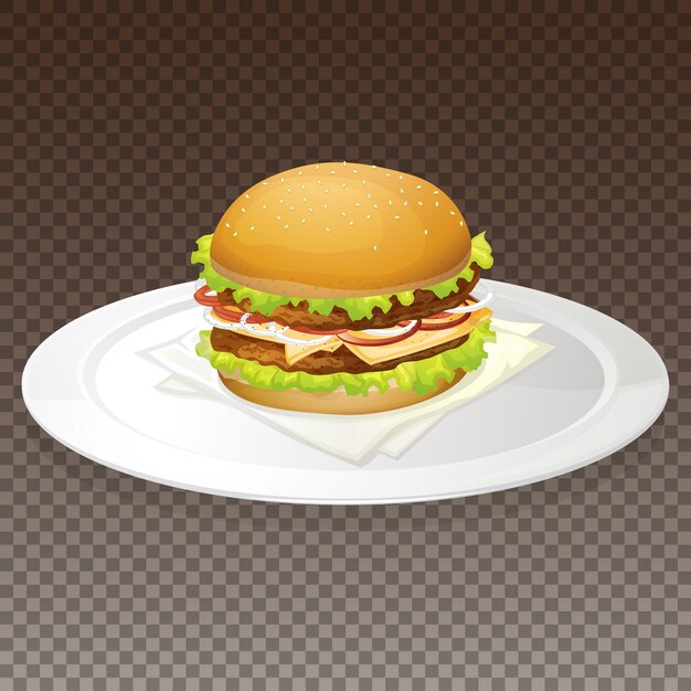 Гамбургер на тарелке