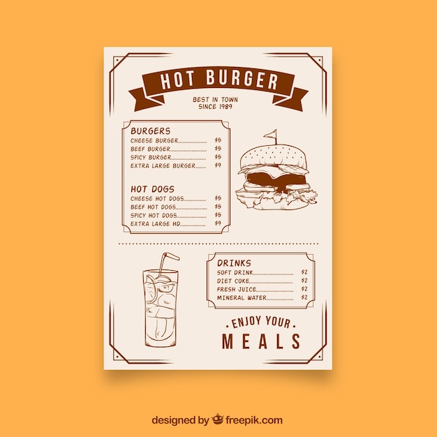 Free vector hamburger retro menu