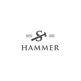 Hammer s logo design Premium Vector