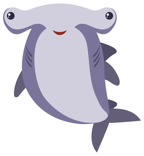 Free vector hammerhead shark on white background