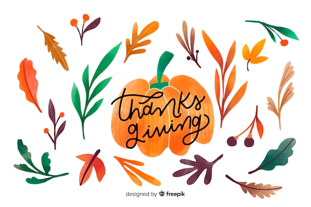 Free vector han drawn thanksgiving background with pumpkin