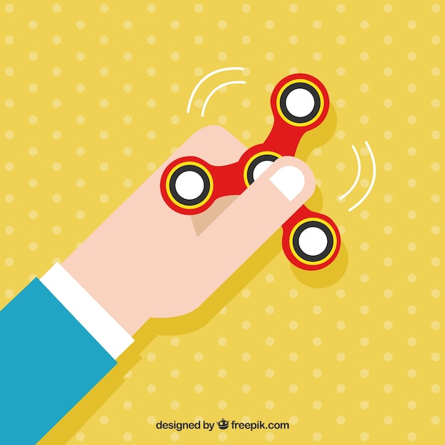 Free vector hand background with red spinner spinning