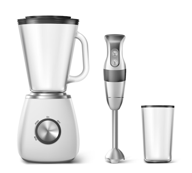 Hand blender food processor and clear plastic glass