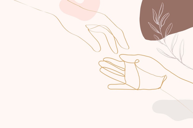 Hand &amp; botanical line art illustration vector