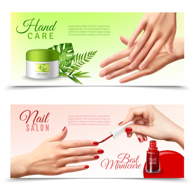 Hand Care Cosmetics Realistic Banners