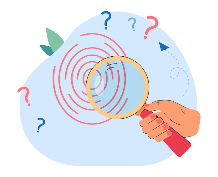 Free Vector hand of detective studying fingerprint under magnifying glass