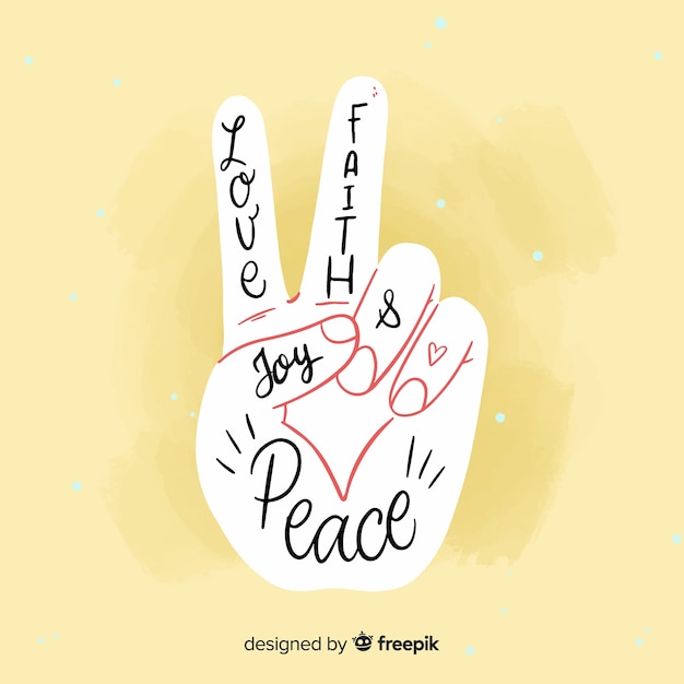 Free vector hand doing  the peace sign with hand drawn style