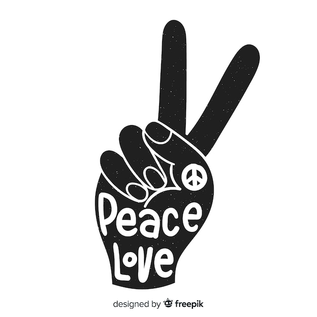 Free vector hand doing  the peace sign with hand drawn style