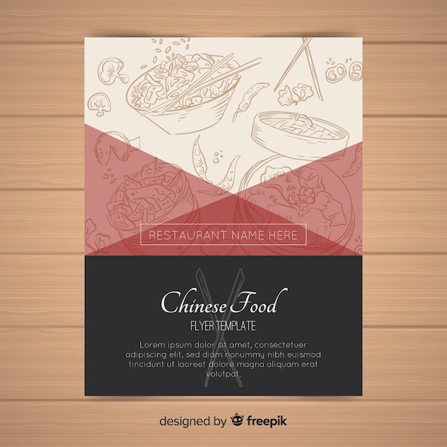 Free vector hand dranw chinese food flyer template