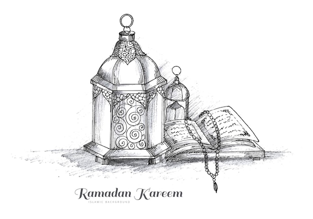 Hand draw arabic lamps sketch card design