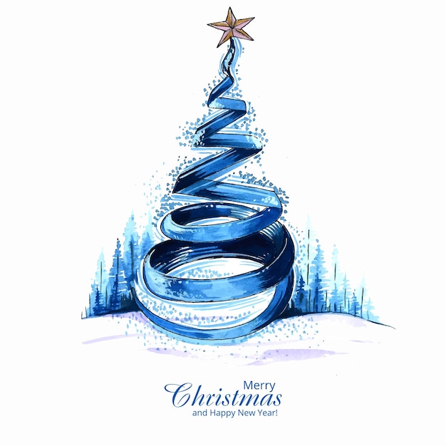 Free vector hand draw artistic christmas tree card design