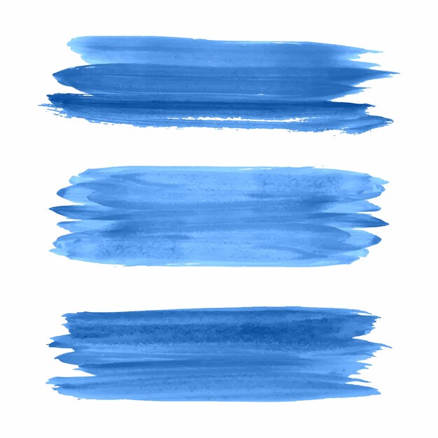 Hand draw blue watercolor strokes set vector