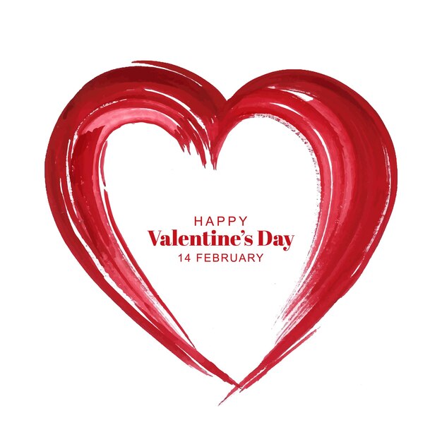 Hand draw brush heart shape valentines day card design