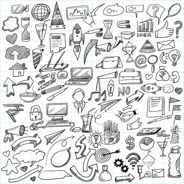 Free vector hand draw business idea doodles sketch design