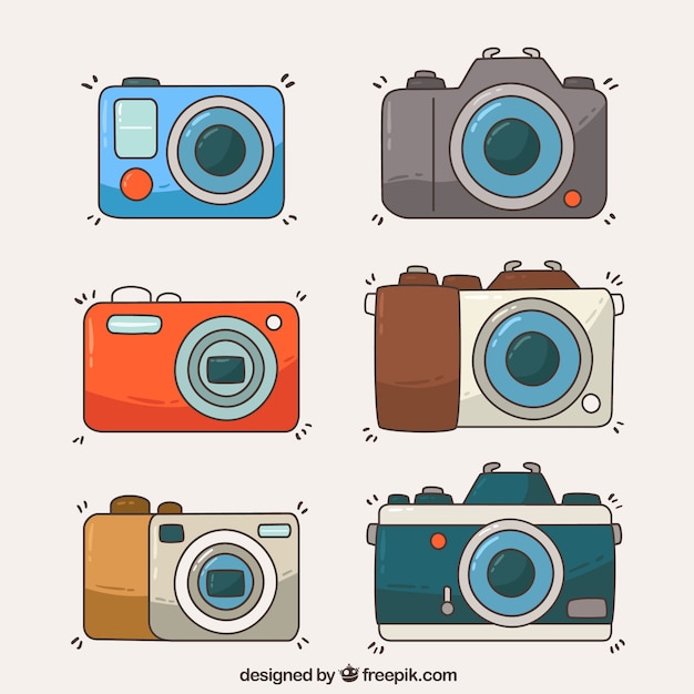 Hand draw cartoon style camera collection