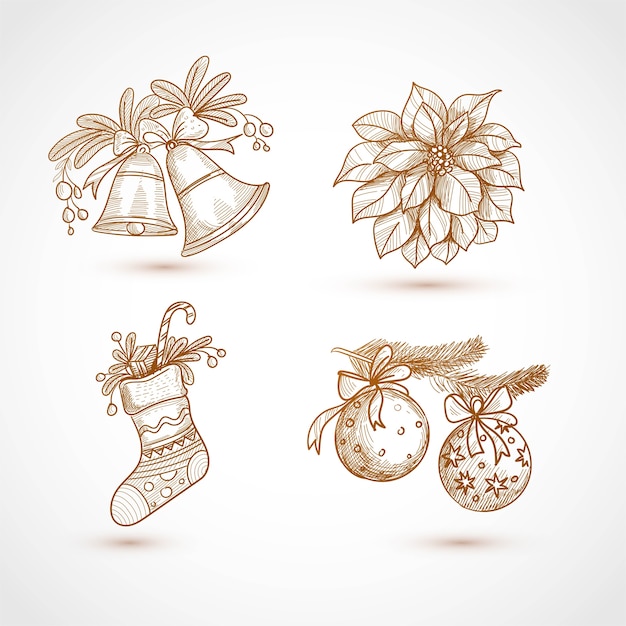 Hand draw christmas icon set design