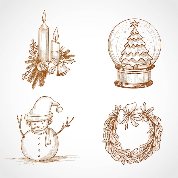 Free vector hand draw christmas icon set design