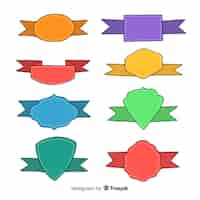 Free vector hand draw colorful ribbon collection