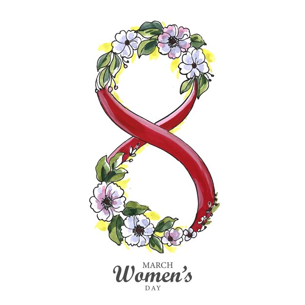 손으로 그리는 창조적 인 83 월 여성의 날 축하 카드 디자인