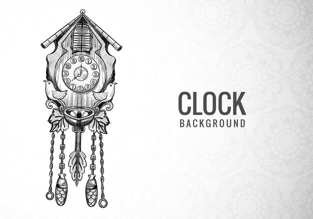 手描きの装飾的な目覚まし時計のスケッチデザイン