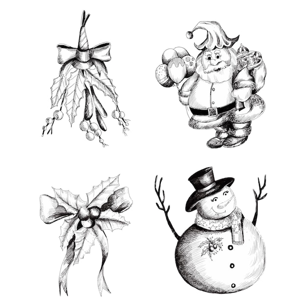 Free vector hand draw decorative christmas elements sketch set design