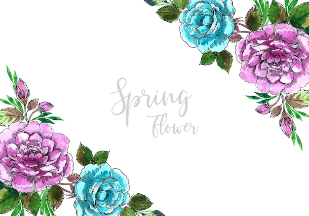 손으로 그리는 장식 화려한 봄 꽃 디자인 일러스트 레이션