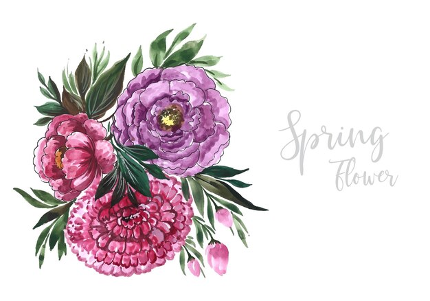 Hand draw decorative colorful spring flowers design illustration