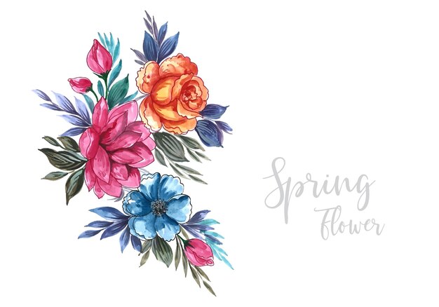 Hand draw decorative colorful spring flowers design illustration