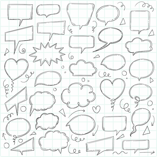 Free vector hand draw doodle blank speech chat bubbles sketch