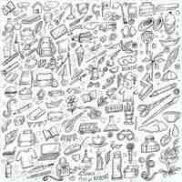 Free vector hand draw doodle education and work set sketch design