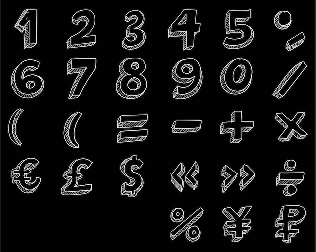 Hand draw doodle numbers sketch