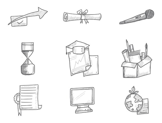 Free vector hand draw doodle sketch icon set design