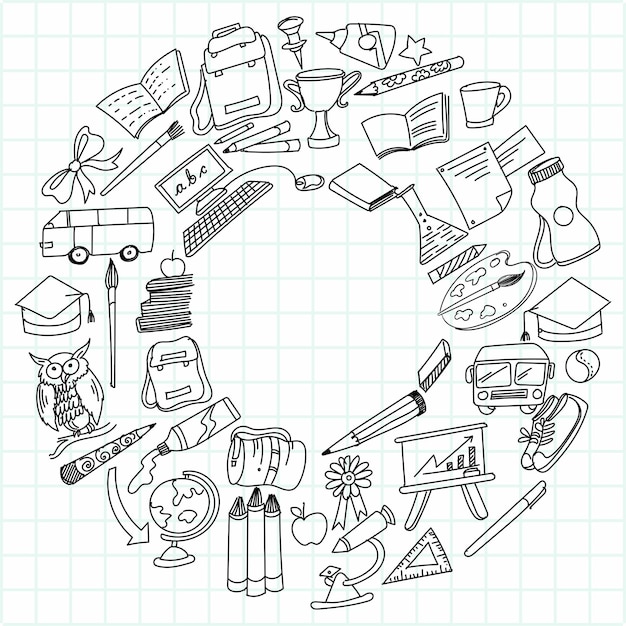 Hand draw education doodle sketch icon set