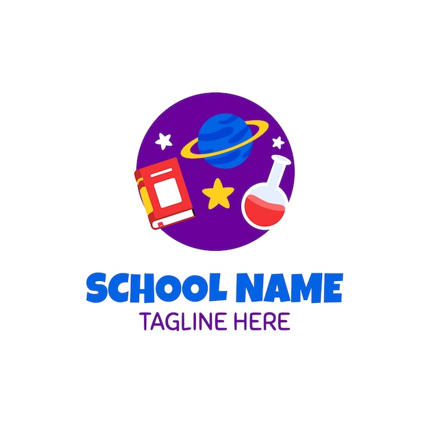 Бесплатное векторное изображение Ручной рисунок логотипа начальной школы