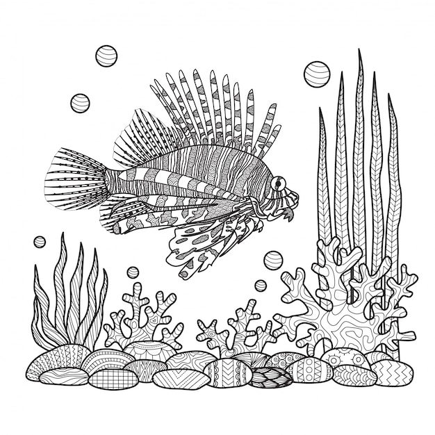 無料ベクター 手は魚の背景を描く