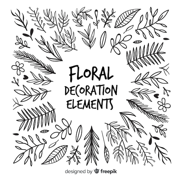 Hand draw floral decoration elements