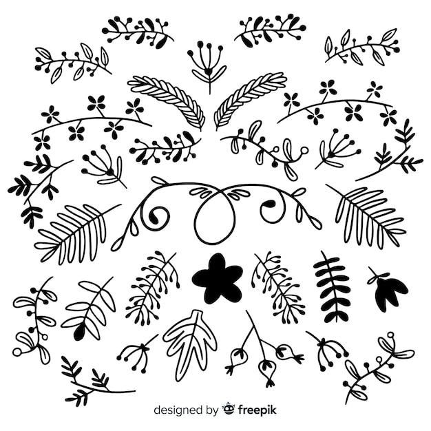 Free vector hand draw floral decoration elements