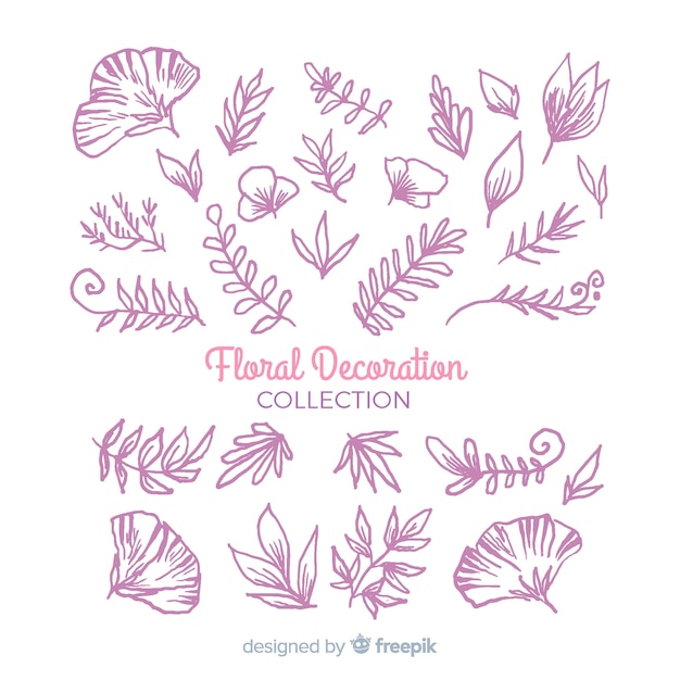 Hand draw floral decoration elements