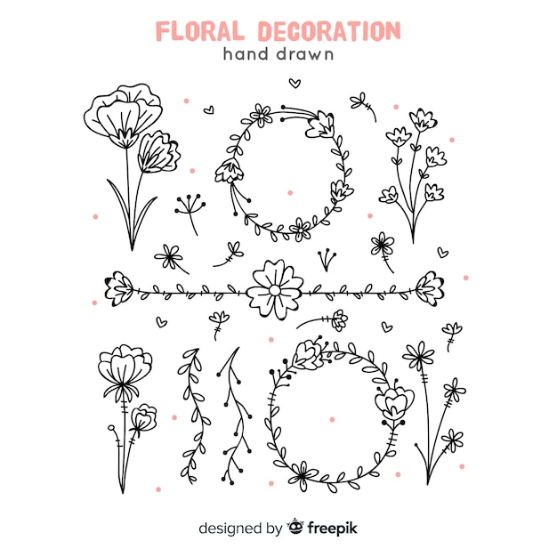 Free vector hand draw floral decoration elements