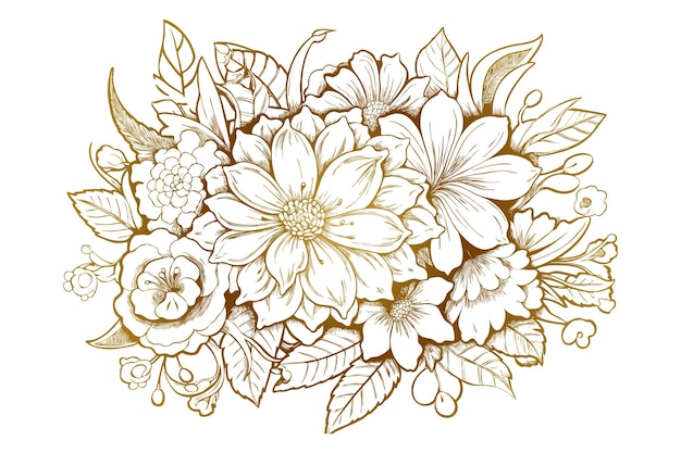 Free vector hand draw floral flower outline illustration design