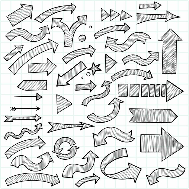 Hand draw geometric doodle business arrow set