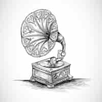 Free vector hand draw gramophone sketch design